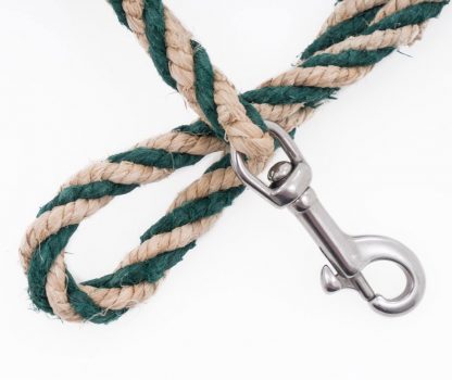 Hemp rope dog leash (green and natural color)